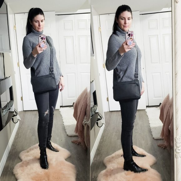 Fossil * Black Black Leather & Nylon Crossbody Bag - Picture 7 of 7